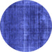 Round Oriental Blue Industrial Rug, urb1501blu