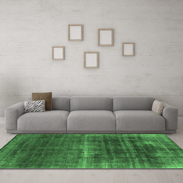 Machine Washable Oriental Emerald Green Industrial Area Rugs in a Living Room,, wshurb1501emgrn