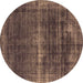 Round Oriental Brown Industrial Rug, urb1501brn