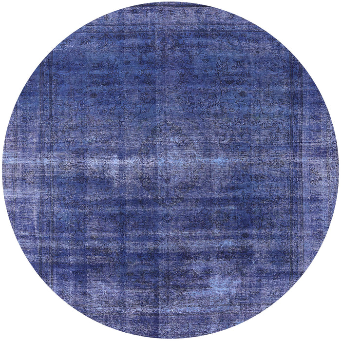 Round Machine Washable Industrial Modern Periwinkle Purple Rug, wshurb1501