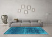 Machine Washable Oriental Turquoise Industrial Area Rugs in a Living Room,, wshurb1501turq