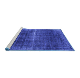 Sideview of Machine Washable Oriental Blue Industrial Rug, wshurb1501blu