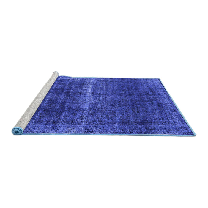 Sideview of Machine Washable Oriental Blue Industrial Rug, wshurb1501blu