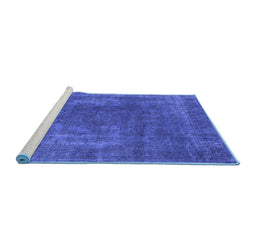 Sideview of Machine Washable Oriental Blue Industrial Rug, wshurb1502blu