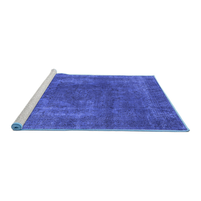Sideview of Machine Washable Oriental Blue Industrial Rug, wshurb1502blu