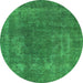 Round Oriental Green Industrial Rug, urb1502grn