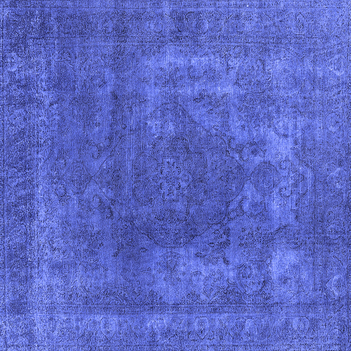Square Machine Washable Oriental Blue Industrial Rug, wshurb1502blu