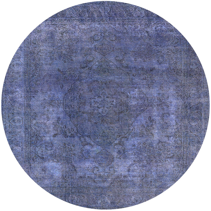 Round Machine Washable Industrial Modern Periwinkle Purple Rug, wshurb1502