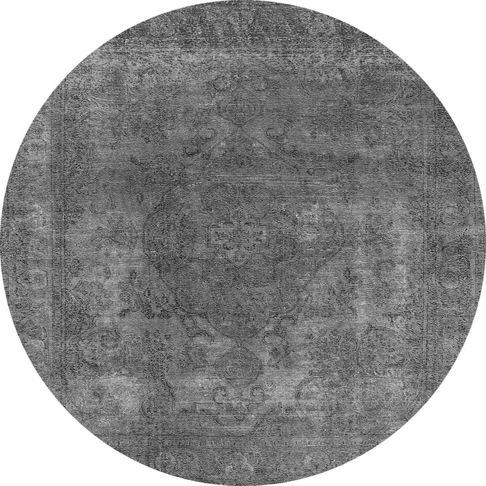 Round Machine Washable Oriental Gray Industrial Rug, wshurb1502gry