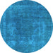 Round Oriental Light Blue Industrial Rug, urb1502lblu