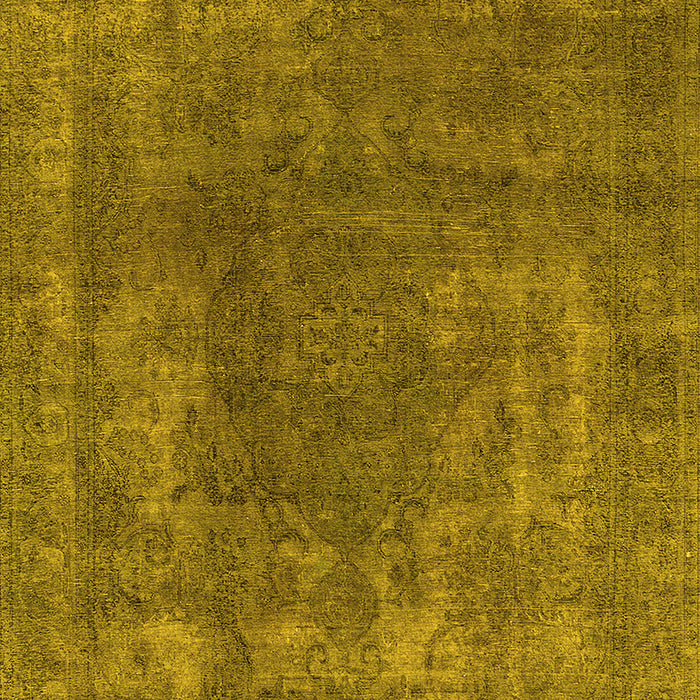 Machine Washable Oriental Yellow Industrial Rug, wshurb1502yw