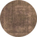 Round Oriental Brown Industrial Rug, urb1502brn