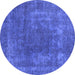 Round Oriental Blue Industrial Rug, urb1502blu