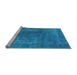 Sideview of Machine Washable Oriental Light Blue Industrial Rug, wshurb1502lblu
