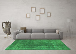 Machine Washable Oriental Green Industrial Area Rugs in a Living Room,, wshurb1502grn