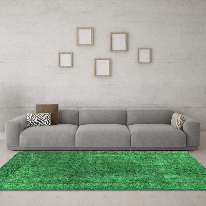 Machine Washable Oriental Green Industrial Area Rugs in a Living Room,, wshurb1502grn