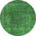 Round Oriental Emerald Green Industrial Rug, urb1502emgrn