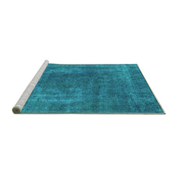 Sideview of Machine Washable Oriental Turquoise Industrial Area Rugs, wshurb1502turq