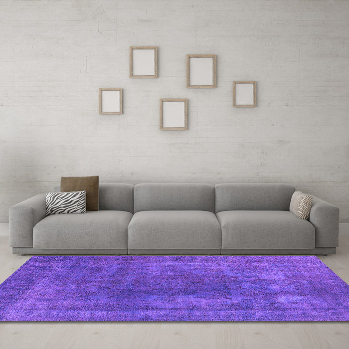 Machine Washable Oriental Purple Industrial Area Rugs in a Living Room, wshurb1502pur