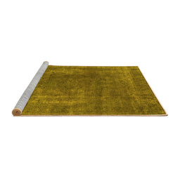 Sideview of Machine Washable Oriental Yellow Industrial Rug, wshurb1502yw