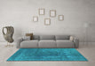 Machine Washable Oriental Turquoise Industrial Area Rugs in a Living Room,, wshurb1502turq