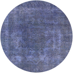 Round Mid-Century Modern Purple Oriental Rug, urb1502