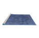 Sideview of Machine Washable Industrial Modern Blue Rug, wshurb1503