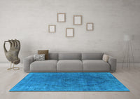 Machine Washable Oriental Light Blue Industrial Rug, wshurb1503lblu