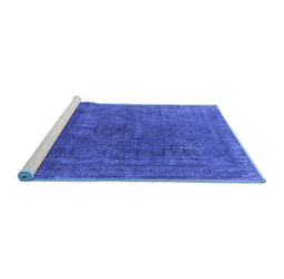 Sideview of Machine Washable Oriental Blue Industrial Rug, wshurb1503blu