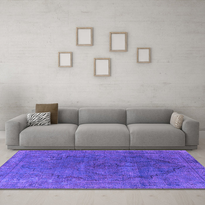 Machine Washable Oriental Purple Industrial Area Rugs in a Living Room, wshurb1503pur