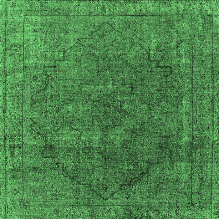 Square Oriental Emerald Green Industrial Rug, urb1503emgrn