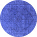 Round Oriental Blue Industrial Rug, urb1503blu