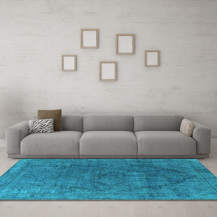 Machine Washable Oriental Turquoise Industrial Area Rugs in a Living Room,, wshurb1503turq