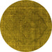 Round Machine Washable Oriental Yellow Industrial Rug, wshurb1503yw