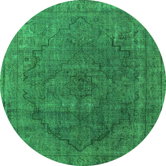 Round Oriental Green Industrial Rug, urb1503grn