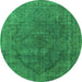 Round Oriental Green Industrial Rug, urb1503grn