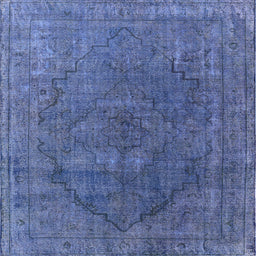 Square Mid-Century Modern Blue Oriental Rug, urb1503