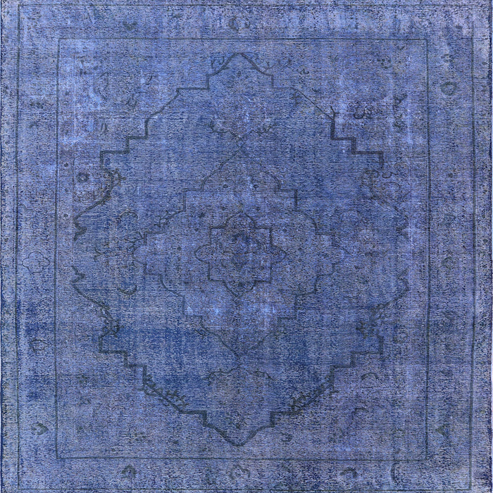 Square Mid-Century Modern Blue Oriental Rug, urb1503