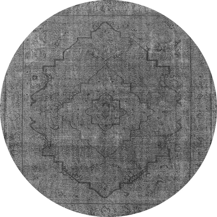 Round Oriental Gray Industrial Rug, urb1503gry