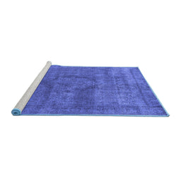 Sideview of Machine Washable Oriental Blue Industrial Rug, wshurb1504blu