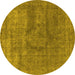 Round Machine Washable Oriental Yellow Industrial Rug, wshurb1504yw