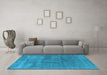 Machine Washable Oriental Light Blue Industrial Rug in a Living Room, wshurb1504lblu