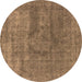 Round Oriental Brown Industrial Rug, urb1504brn