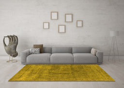 Machine Washable Oriental Yellow Industrial Rug in a Living Room, wshurb1504yw