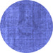 Round Oriental Blue Industrial Rug, urb1504blu