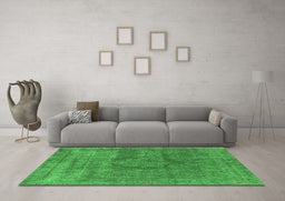 Machine Washable Oriental Green Industrial Area Rugs in a Living Room,, wshurb1504grn