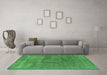 Machine Washable Oriental Emerald Green Industrial Area Rugs in a Living Room,, wshurb1504emgrn