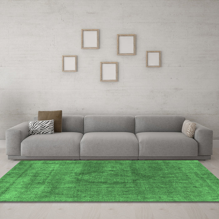 Machine Washable Oriental Emerald Green Industrial Area Rugs in a Living Room,, wshurb1504emgrn