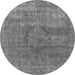 Round Oriental Gray Industrial Rug, urb1504gry