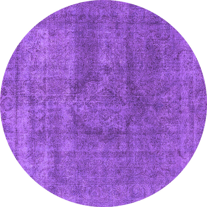 Round Machine Washable Oriental Purple Industrial Area Rugs, wshurb1504pur